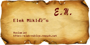 Elek Miklós névjegykártya